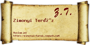 Zimonyi Teréz névjegykártya